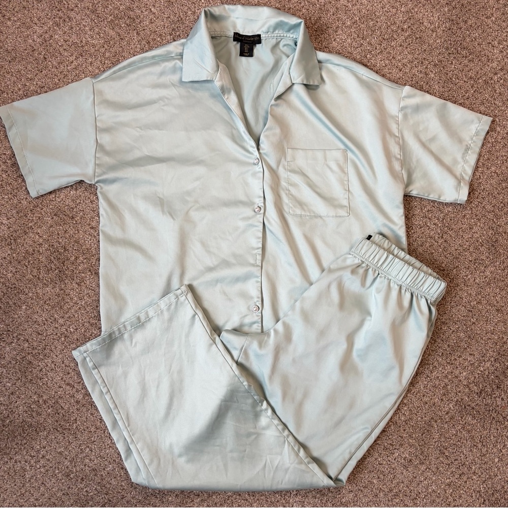 Vintage House of Harlow 1960 Satin Sleepwear Set in Light Mint